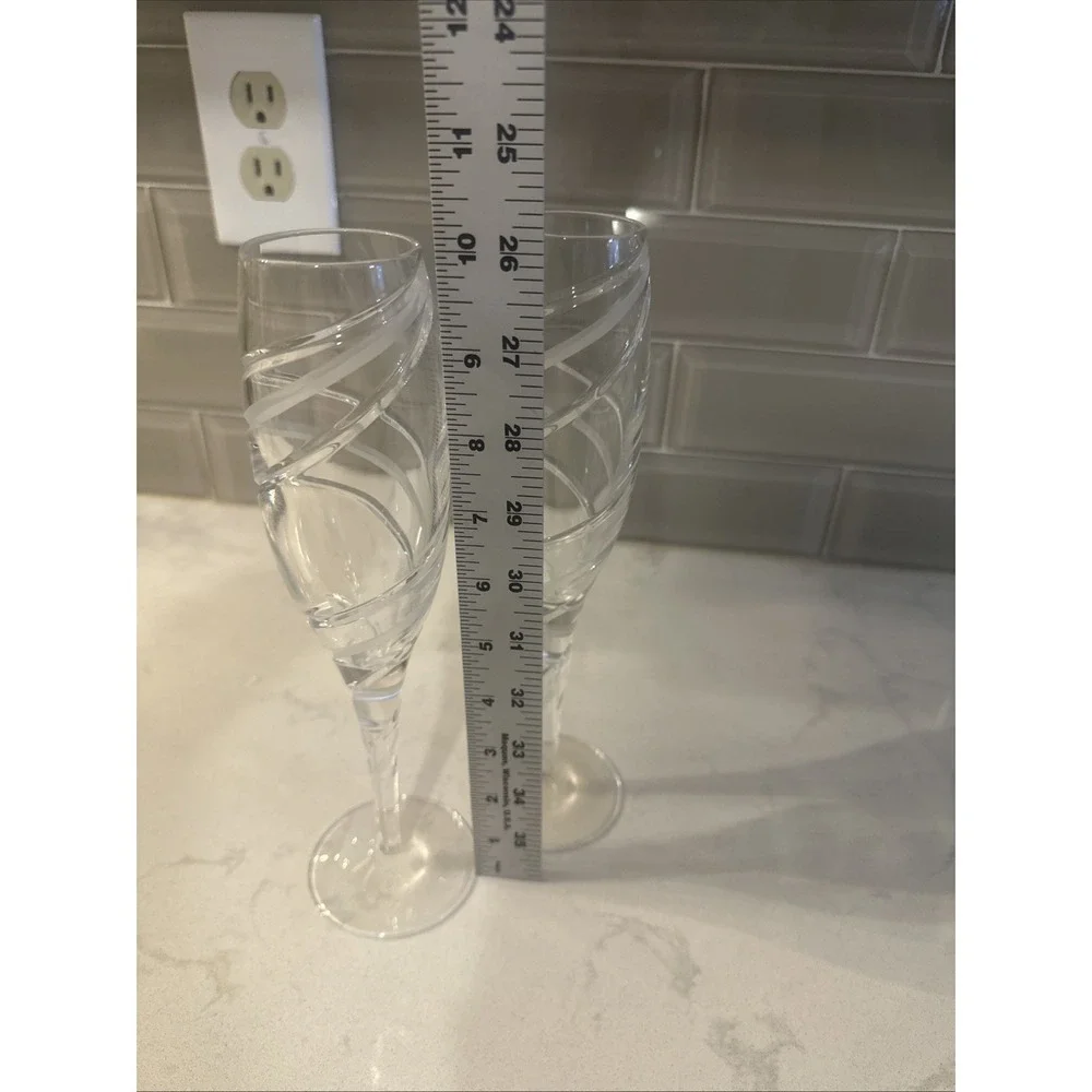 ROGASKA ODYSSEY CHAMPAGNE FLUTES, Cut‎ Lead Crystal, 10